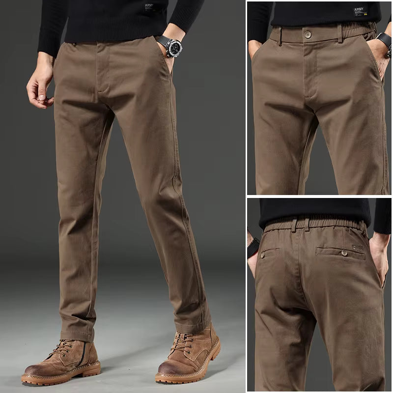 Men's Brown Cotton Chino Business Pants - Julian's Menswear