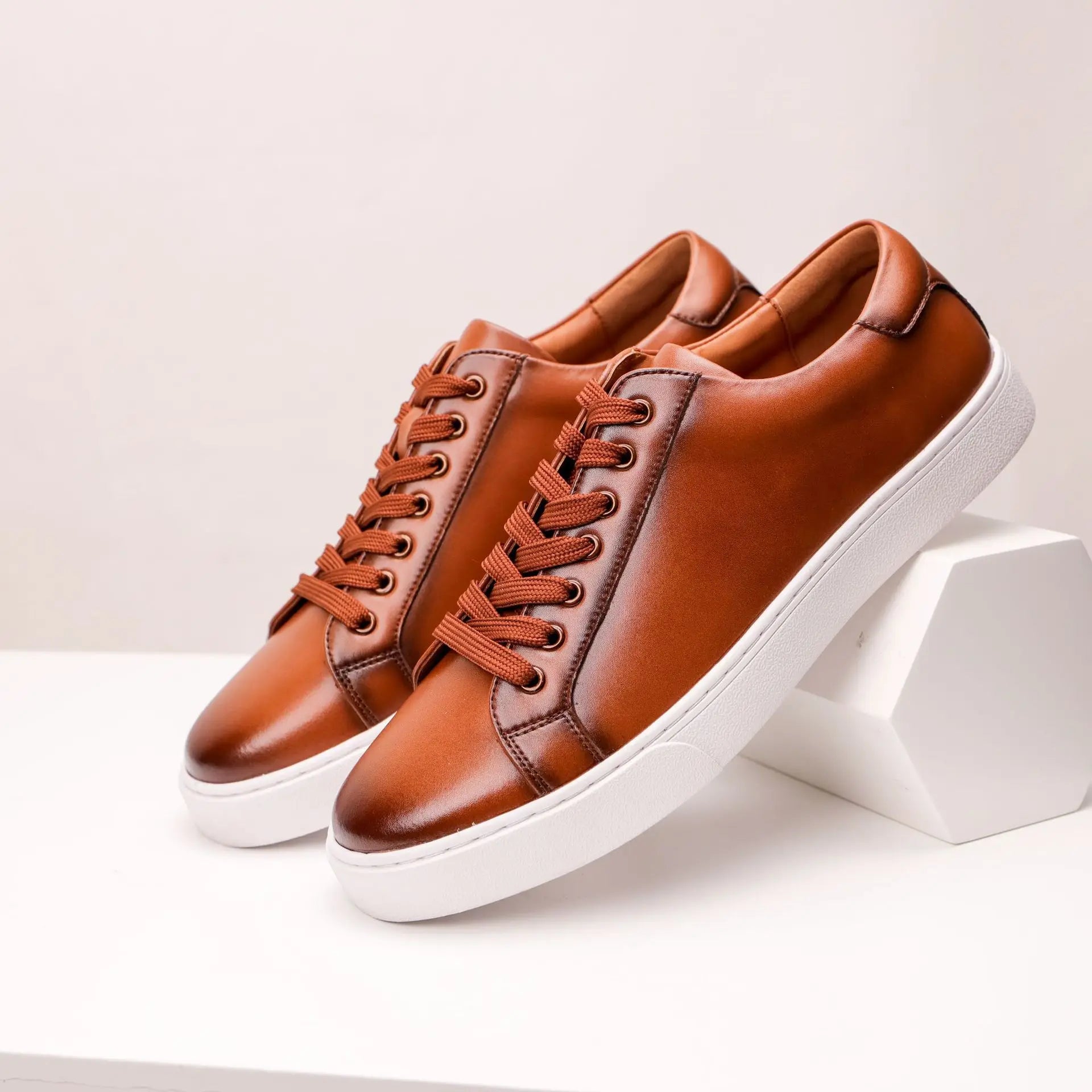 Men's Brown Leather Sneaker Dress Shoes