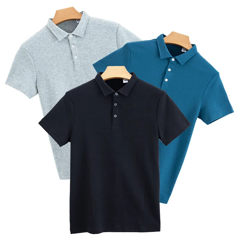 Men's Black, Blue and Gray Men's Casual Cotton Polo Shirt - Julian's Menswear