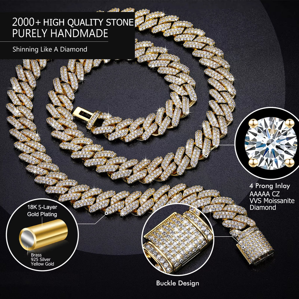 Julian's Menswear Rose Gold 20 Inches Men's Brass Cuban Link Chain Necklace