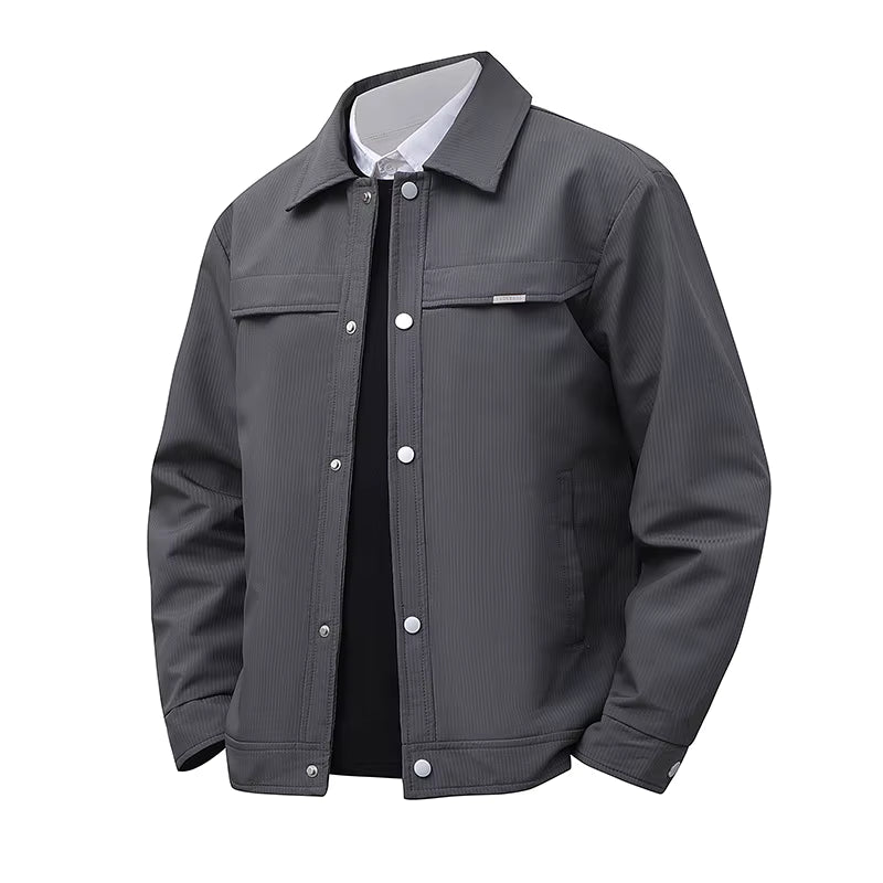 Julian's Menswear 5XL Gray Men's Turn-Down Collar Jacket, Versatile Outerwear for Effortless Style - Gray/Brown/Black