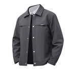 Julian's Menswear 5XL Gray Men's Turn-Down Collar Jacket, Versatile Outerwear for Effortless Style - Gray/Brown/Black