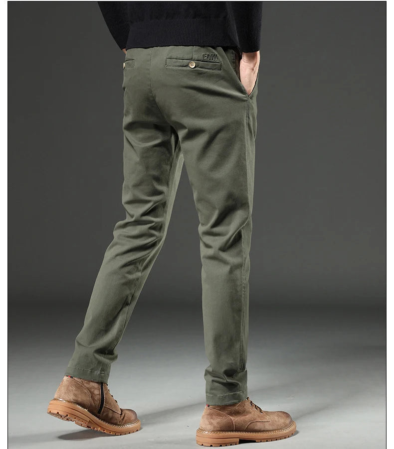 Men's Green Cotton Chino Business Pants - Julian's Menswear