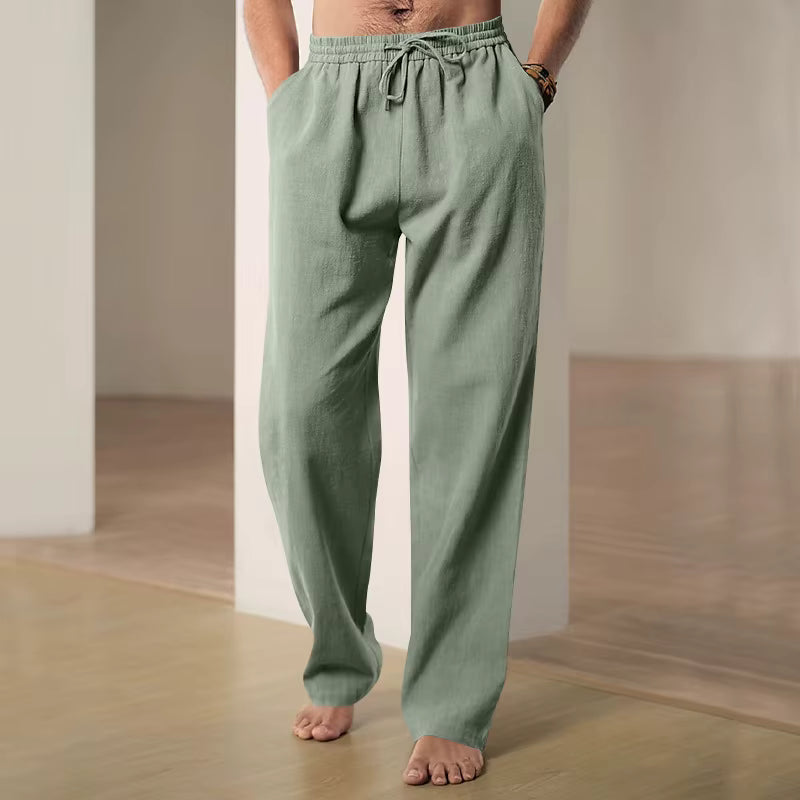 Julian's Menswear S Green Men's Casual Cotton Linen Pants Cotton Linen Pants Men