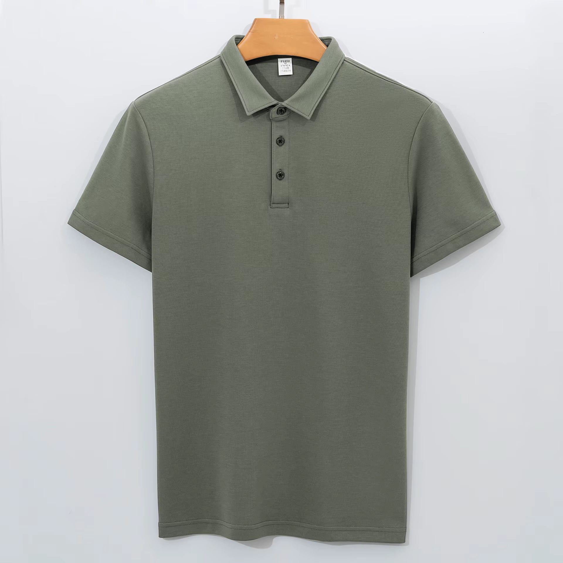 Men's Gray Green Casual Cotton Polo Shirt - Julian's Menswear