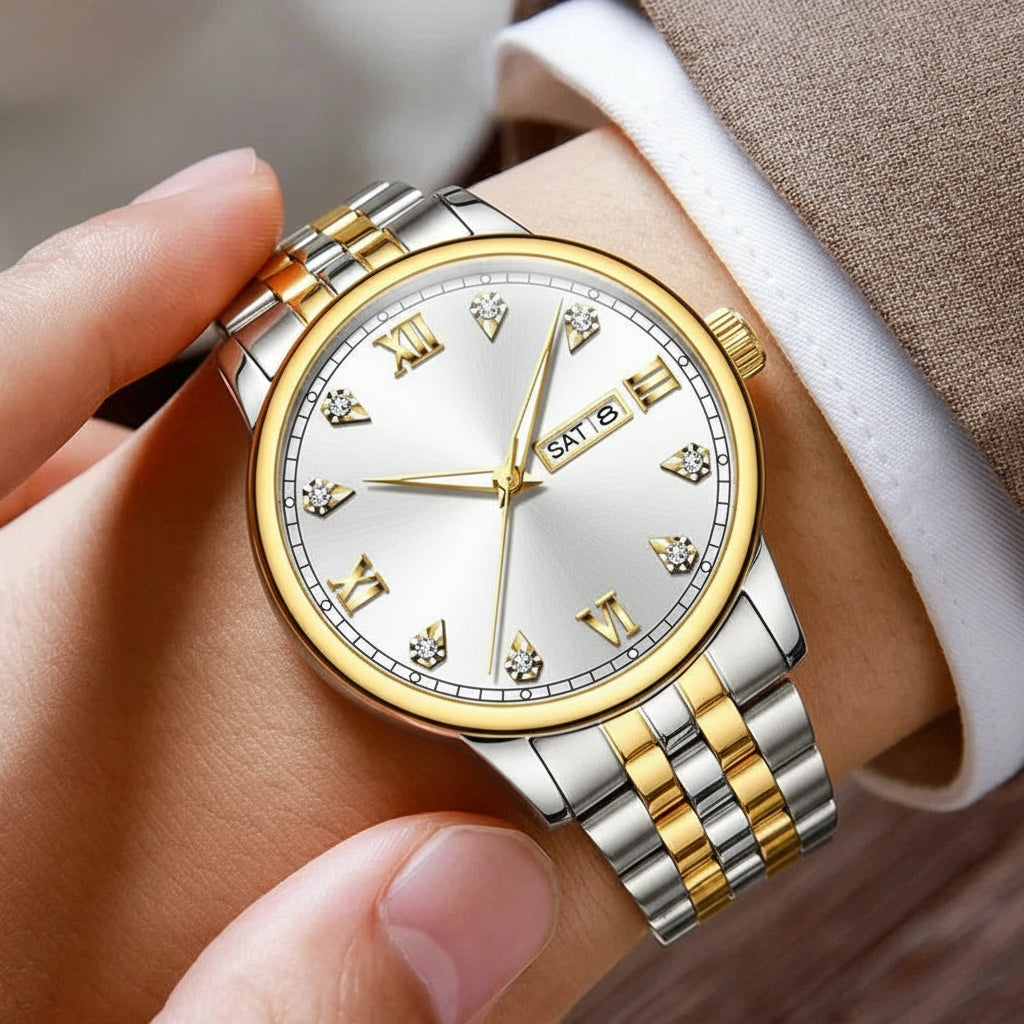 Stainless Steel Couple's Quartz Watches