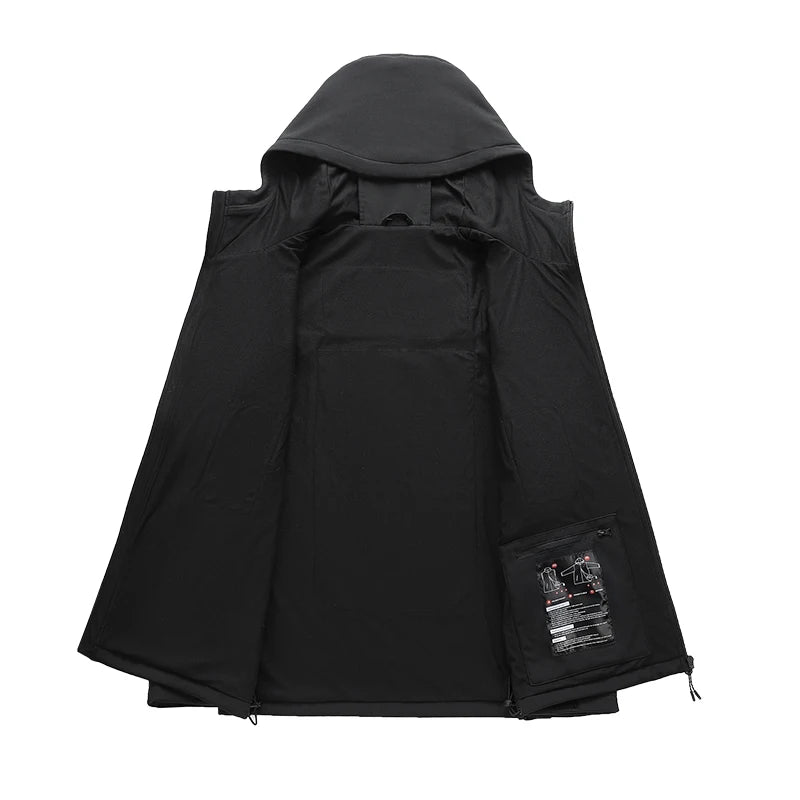 Winter Heating Warm Clothes Plus Size 100% Polyester Outdoor Windbreaker Black Long Coat USB Recharge Heated Jacket for Men