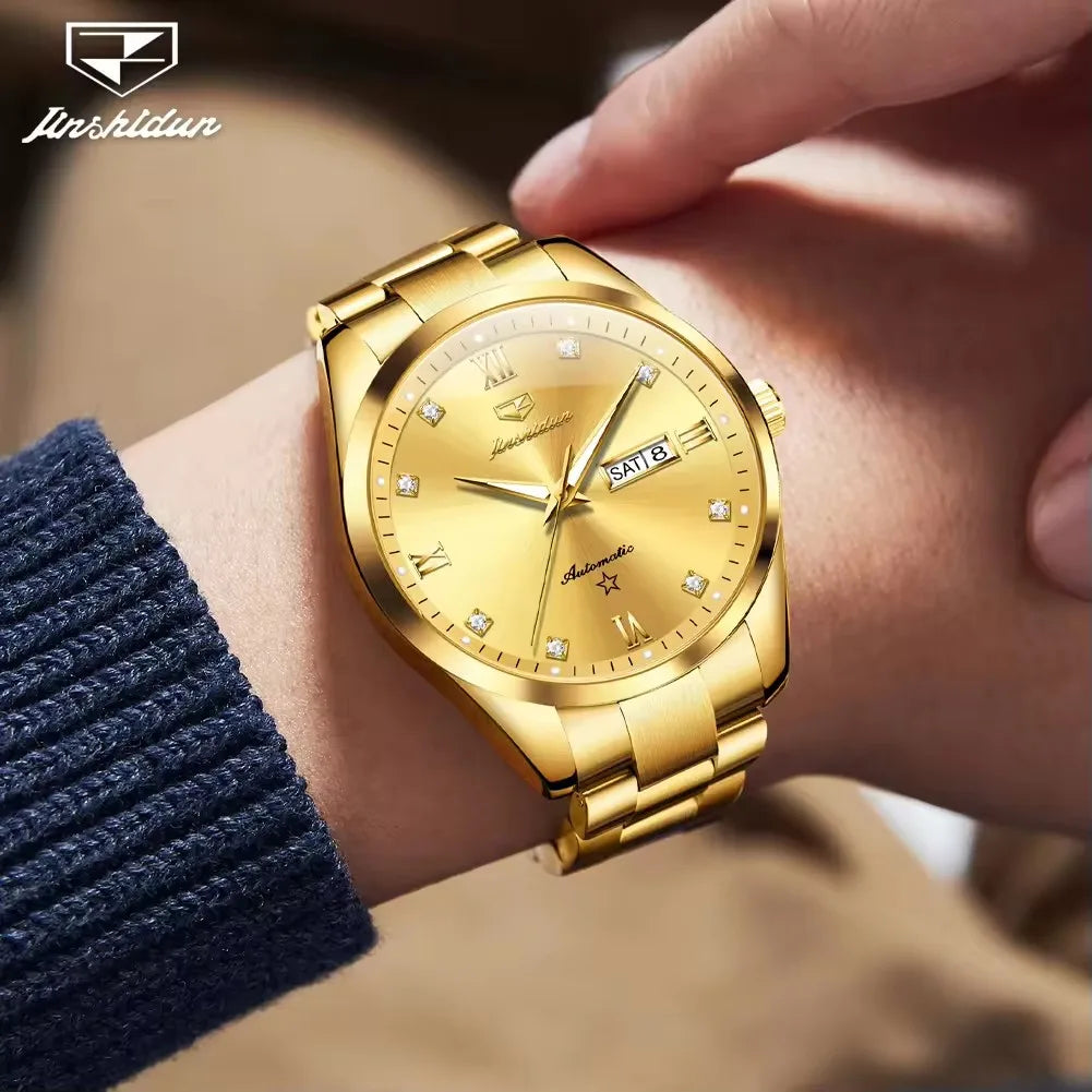 Men's Automatic Mechanical Watch - Luminous Luxury Timepiece with Calendar