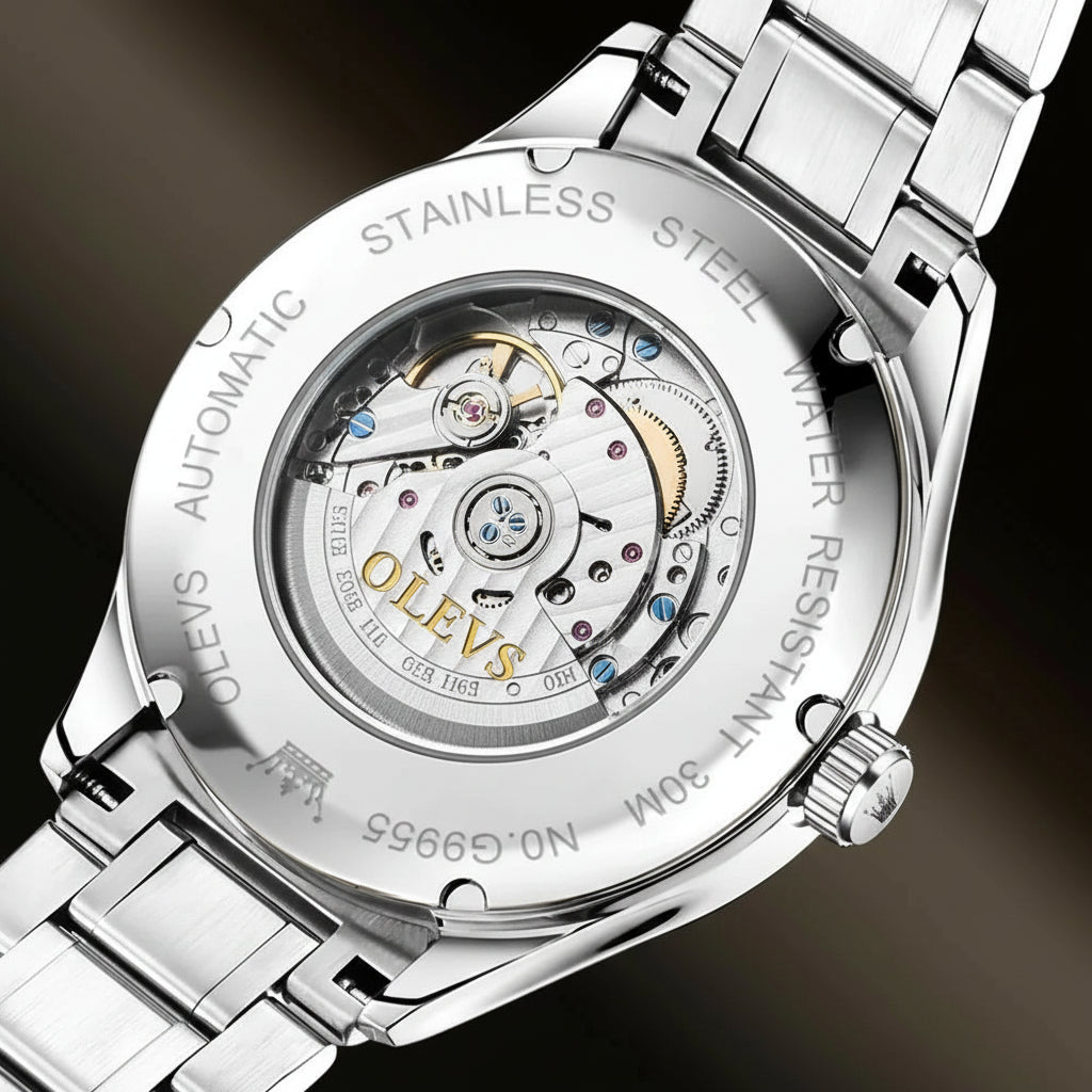 OLEVS 9955 Men's Automatic Mechanical Watch - Luxury Stainless Steel Waterproof Business Watch