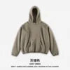 400g Men's Women's Cotton Plus Short Wide Profile Double-layer Hoodie Men Women Solid Color Streetwear Winter Ropa Hombre 0001