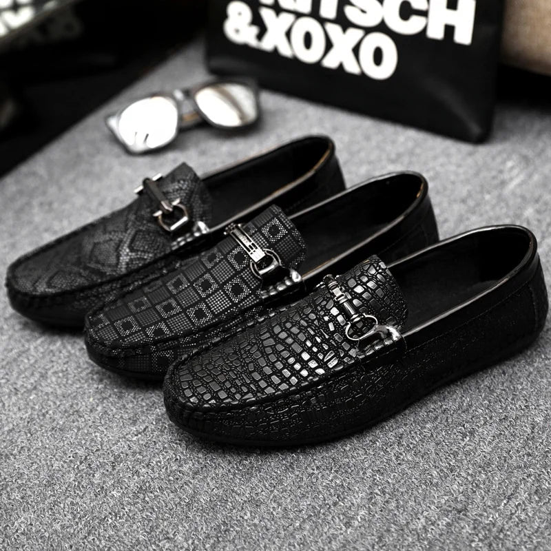 Y Manufacture Beanie Shoes Men's Low-top Slip-on Shoes Black Breathable Loafers Soft Business Casual Shoes for Men