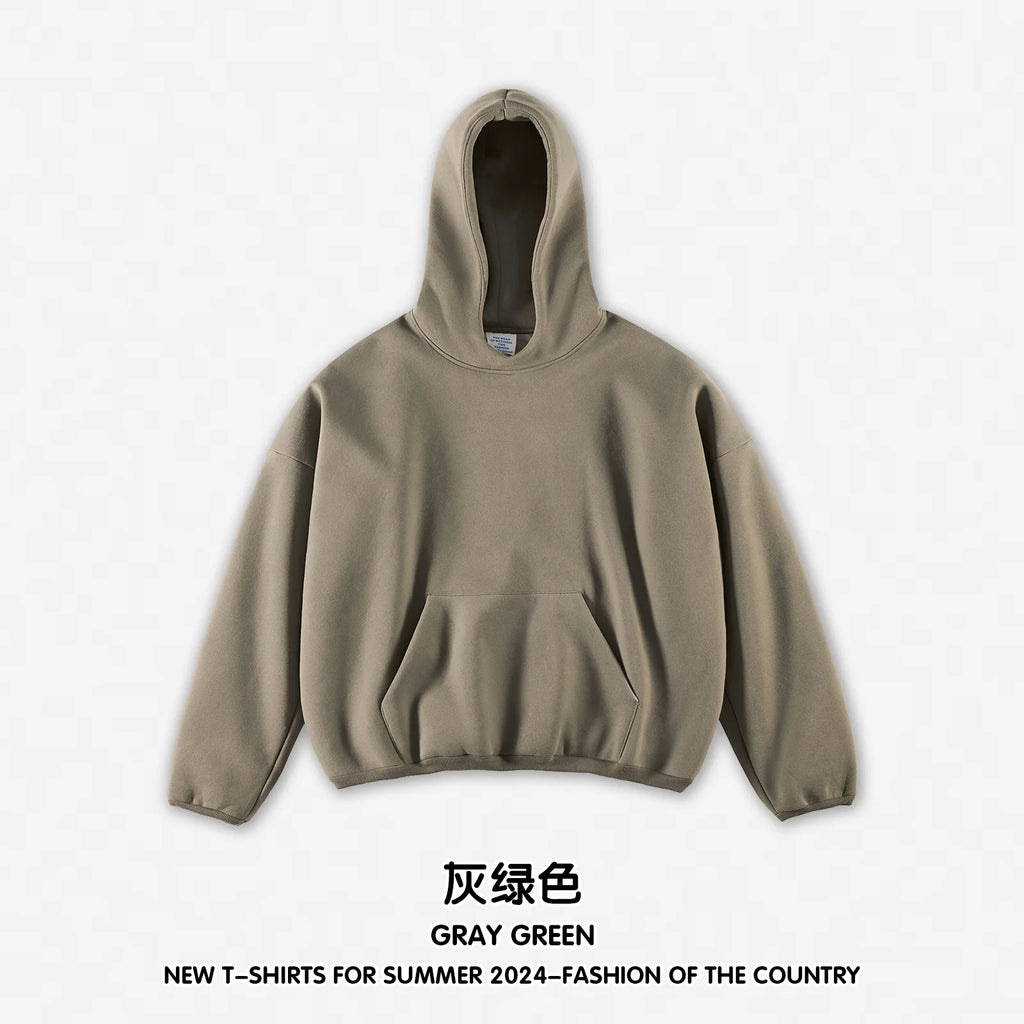 400g Men's Women's Cotton Plus Short Wide Profile Double-layer Hoodie Men Women Solid Color Streetwear Winter Ropa Hombre 0001