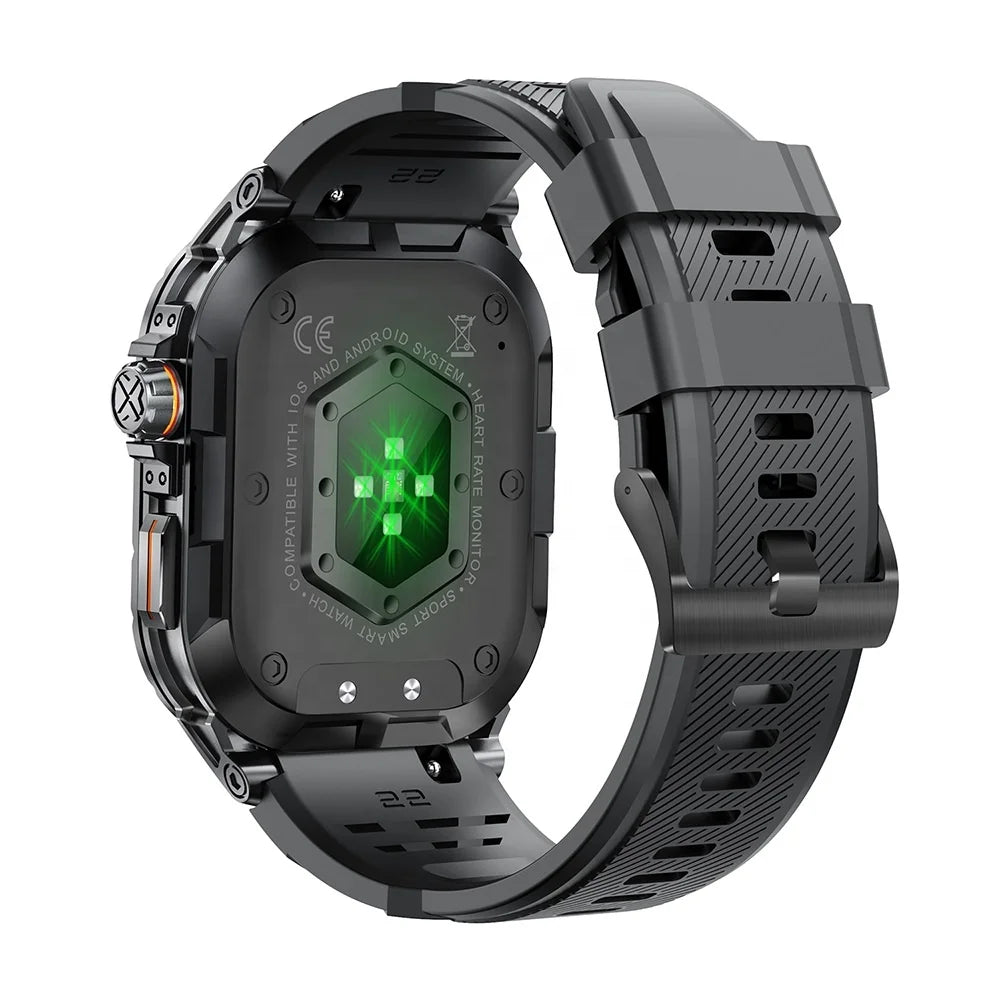 New 1.96 Inch AMOLED HD Screen BT Calling Smartwatch Outdoor Fitness Bracelet Heart Rate Sport Smart Watch K63 for Men