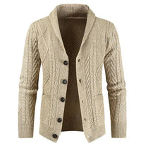 Men's Sweater Cardigan – Button Down V-Neck Cable Knit