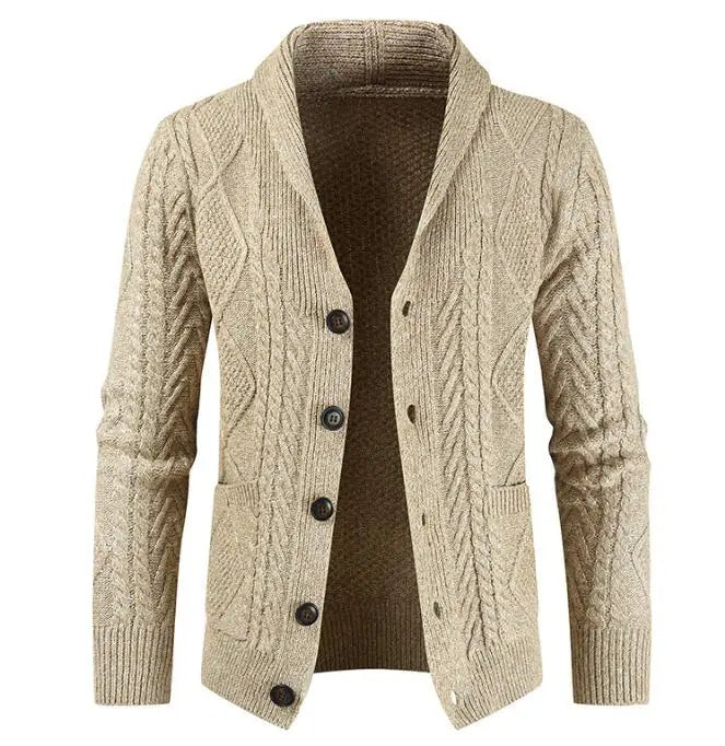 Men's Sweater Cardigan – Button Down V-Neck Cable Knit