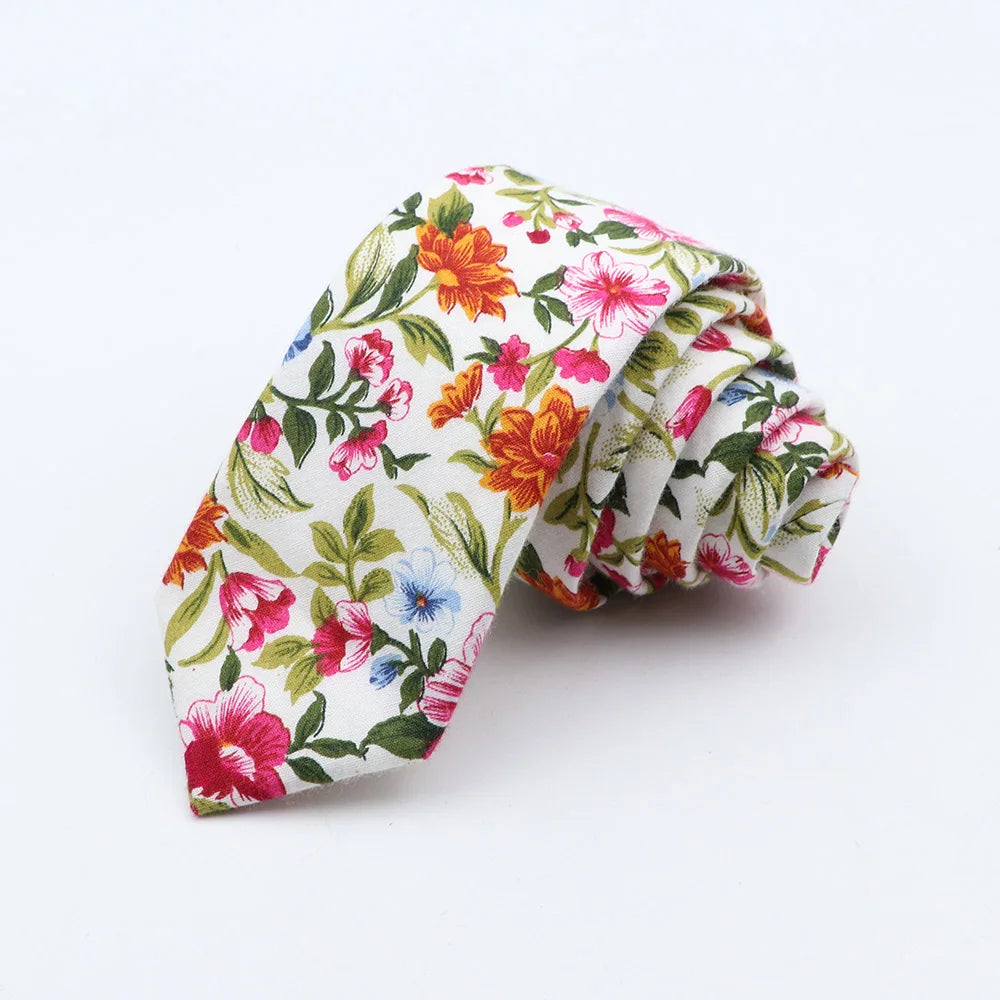 New Fashion Floral Tie for Men Narrow Casual Men's Ties Wedding Party Skinny Flower Printed Neckties Male Suits Neck Ties Cravat