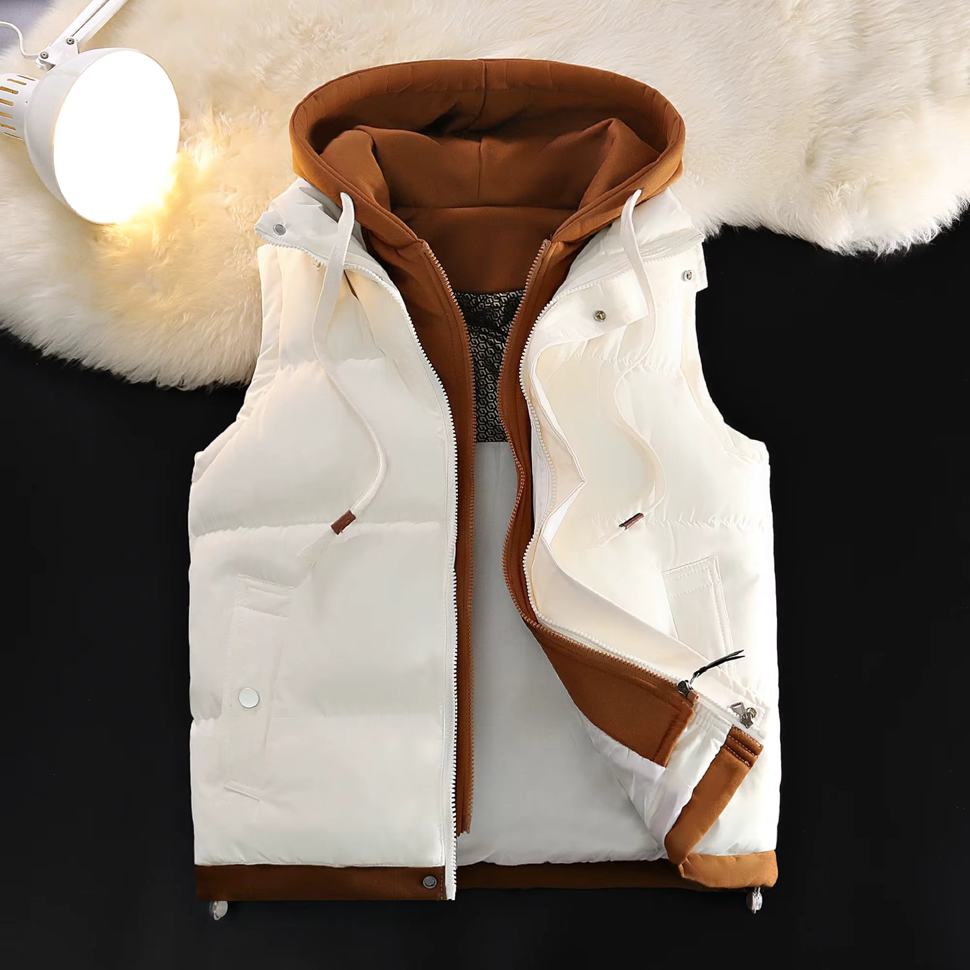 Men's Colorblock Hooded Puffer Vest - Two-Piece Winter Outerwear