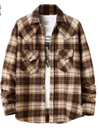 Men's Plaid Flannel Shirt - 100% Cotton Smart Casual