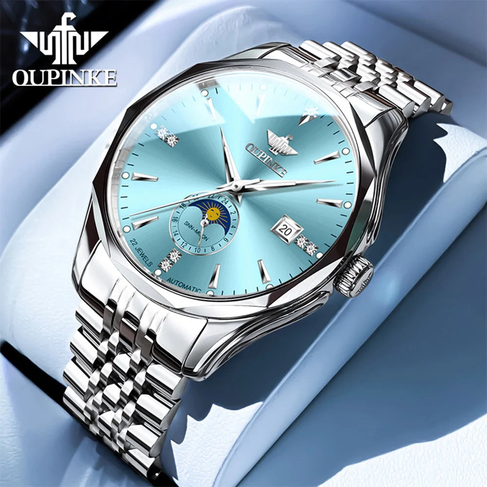 Men's Automatic Mechanical Watch - Stainless Steel with Date Display