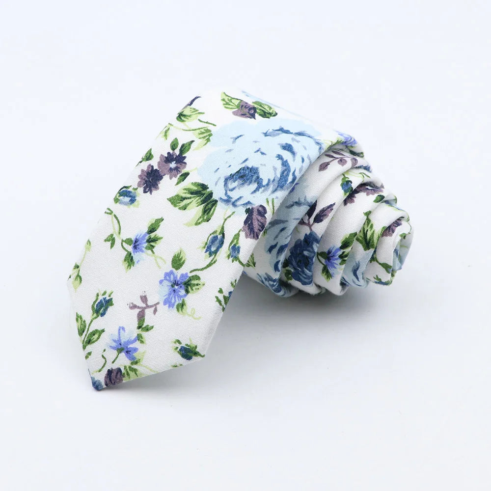 New Fashion Floral Tie for Men Narrow Casual Men's Ties Wedding Party Skinny Flower Printed Neckties Male Suits Neck Ties Cravat