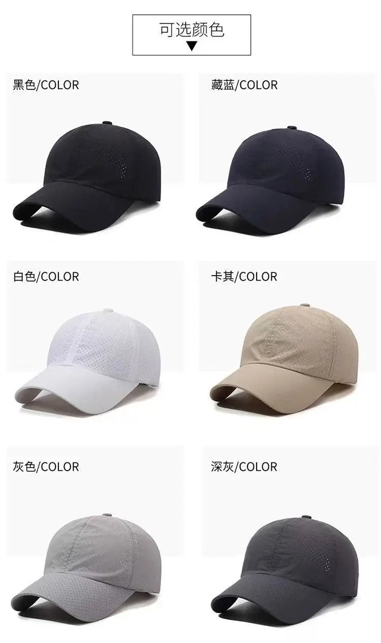 Summer Quick-Dry Baseball Cap for Outdoor Sports Simple Versatile Hat Large Head Circumference Sun Protection for Men Hiking