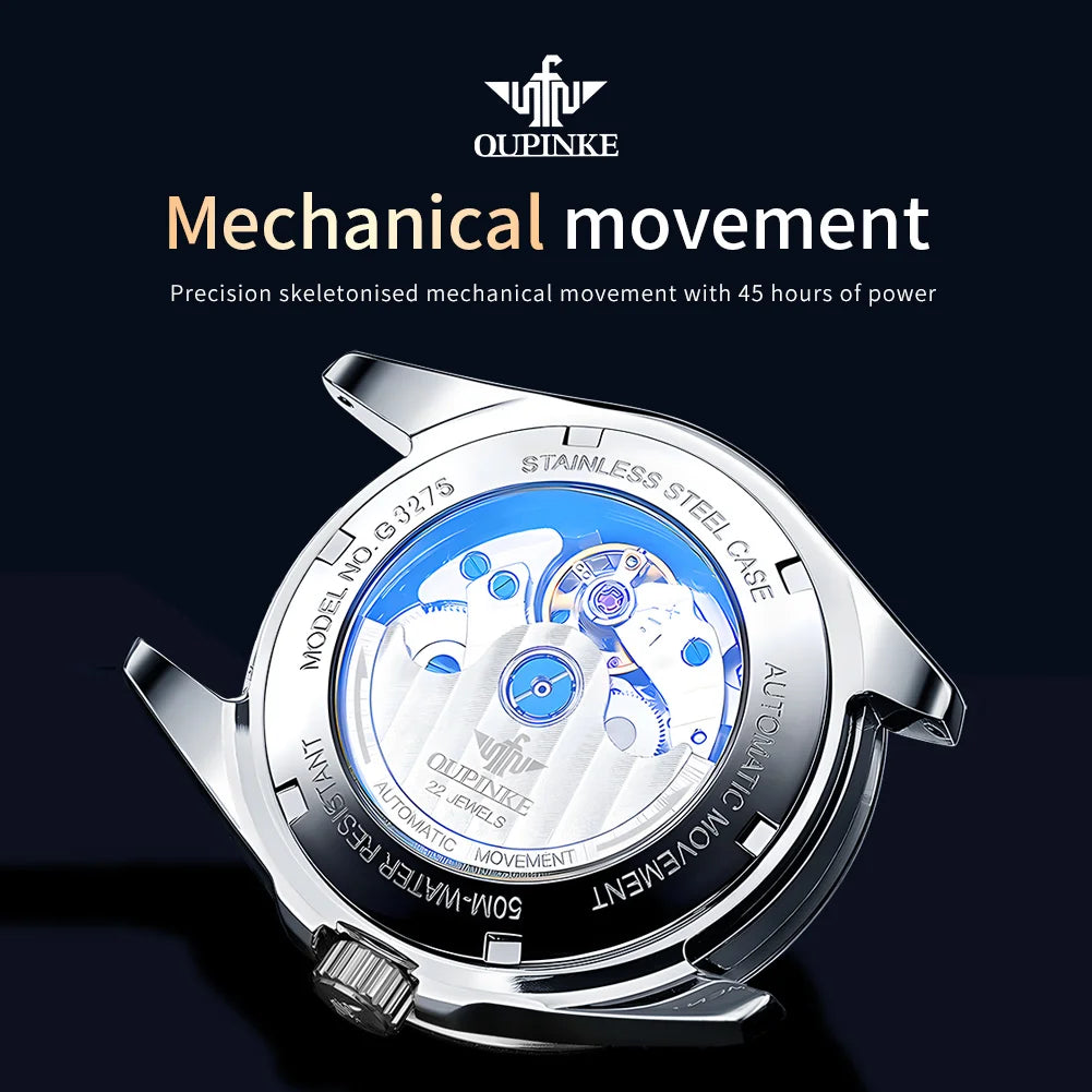 Men's Automatic Mechanical Watch - Stainless Steel with Date Display