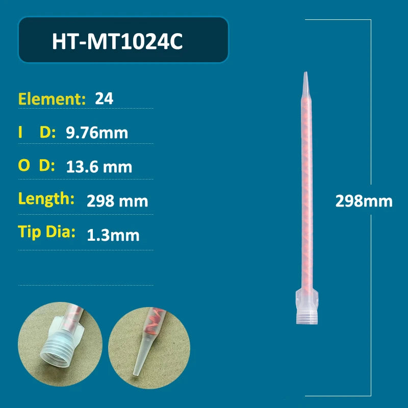 0824 MC PP Material Epoxy Mixing Tips Static Mixer Nozzle 24 Element for 400/600ml 1:1/2:1 Glue Dispenser Dual Cartridge MS0824J