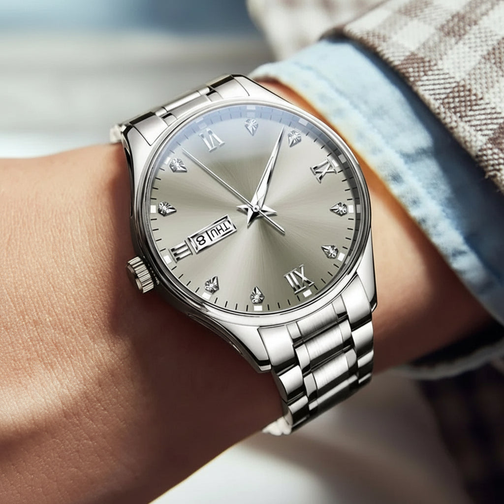 OLEVS 9955 Men's Automatic Mechanical Watch - Luxury Stainless Steel Waterproof Business Watch