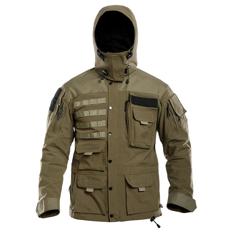 Men's Army Green Stand Collar Tactical Jacket - 100% Nylon Winter Outerwear | Julian's Menswear