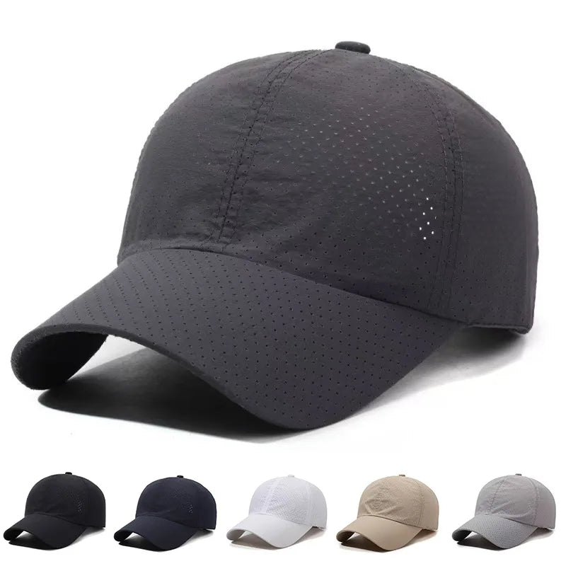 Summer Quick-Dry Baseball Cap for Outdoor Sports Simple Versatile Hat Large Head Circumference Sun Protection for Men Hiking