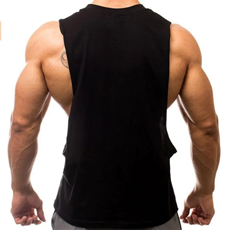 Men Sleeveless T Shirt Bodybuilding Workout Vest Low Cut Weightlifting Tank Top Custom Logo Crew Neck Open Side Tank Tops