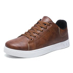 Men's Low-Top Leather Dress Sneakers - PU Round Toe