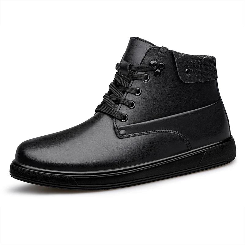 Men's Fleece-Lined Leather Chukka Boots - Derby Business Ankle Boots