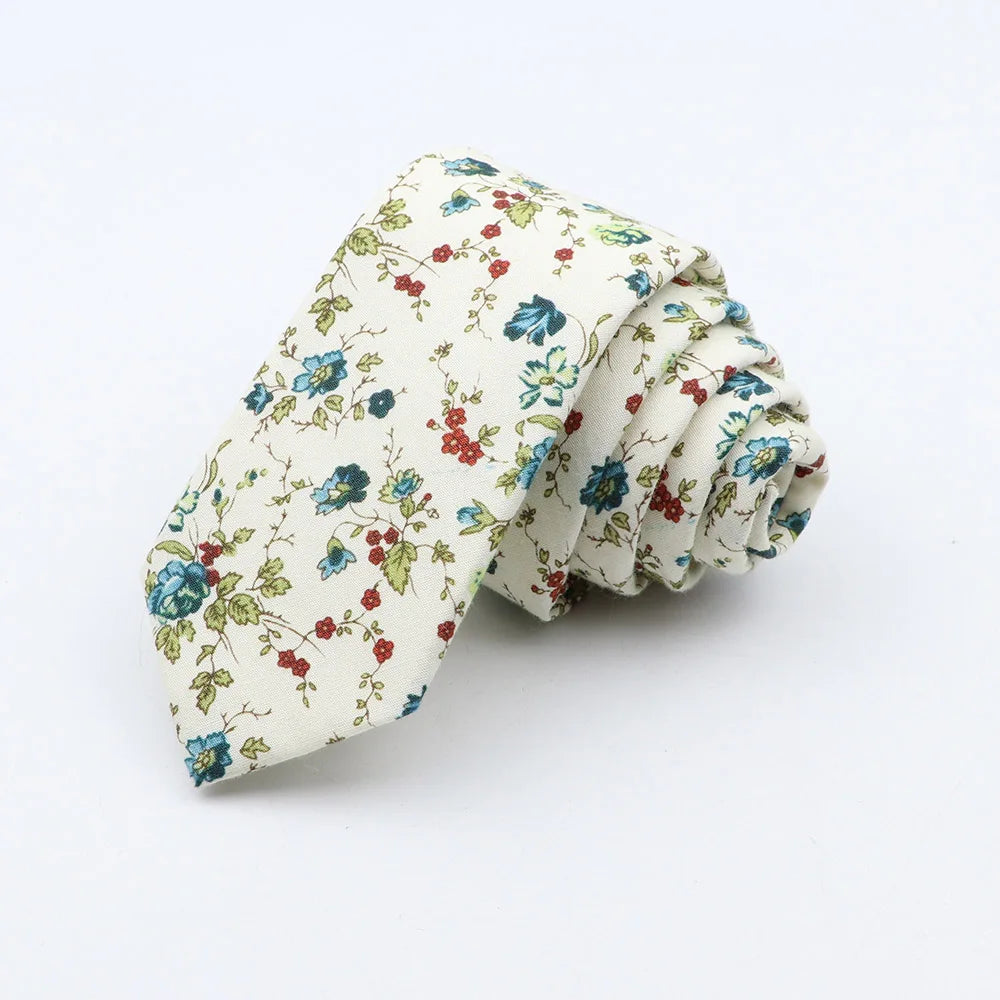 New Fashion Floral Tie for Men Narrow Casual Men's Ties Wedding Party Skinny Flower Printed Neckties Male Suits Neck Ties Cravat