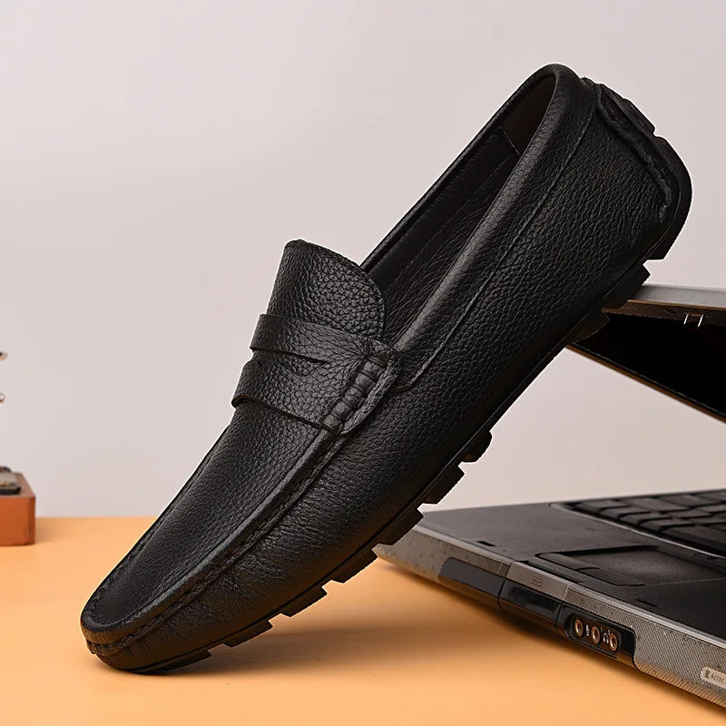 Men's Genuine Leather Slip-On Loafers