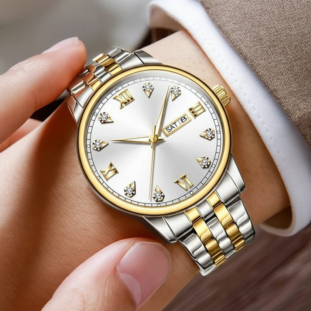 Stainless Steel Couple's Quartz Watches