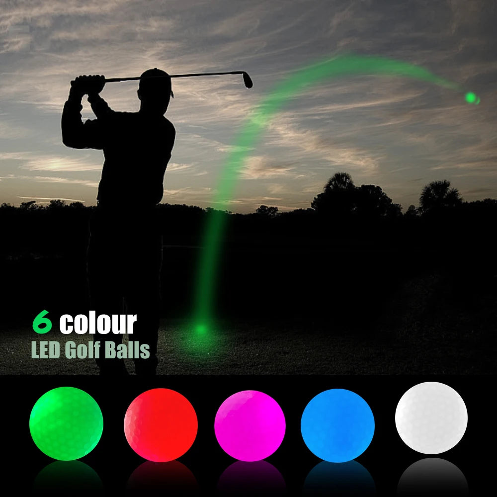 High Quality Custom Logo Golf Ball Glowing Practice Ball 2/3/4 Layers Mixed Color Light up Flashing Glowing Led Golf Balls