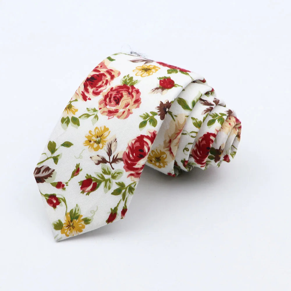 New Fashion Floral Tie for Men Narrow Casual Men's Ties Wedding Party Skinny Flower Printed Neckties Male Suits Neck Ties Cravat
