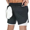 Men Gym Double Layer Mesh Shorts Pockets Quick Dry Breathable Workout Training Jogging Men's Shorts