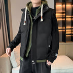 Men's Colorblock Hooded Puffer Vest - Two-Piece Winter Outerwear