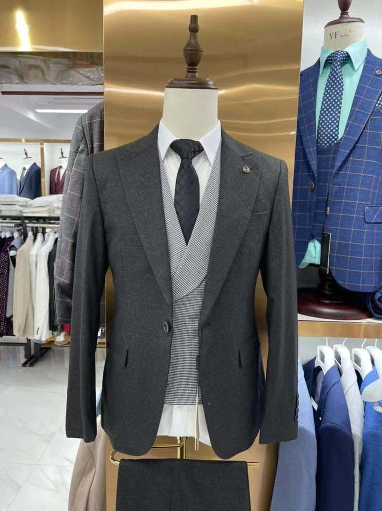 Real Mens Suits Blazers Groom Groomsmen Wedding/Prom/Dinner 3 Pieces ( Jacket +Waistcoat+Pants) MS530