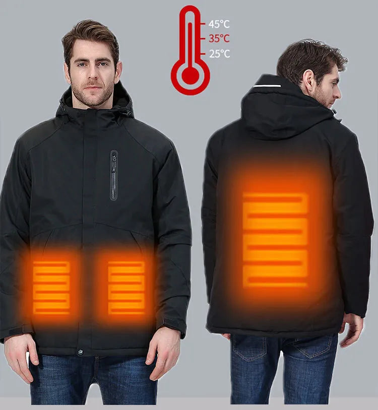 Men Outdoor Intelligent Clothes Padded Cotton USB Electrically Heated Jacket Windbreaker Waterproof Heating Jacket