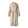 AIMEISI High End Elegant Warm 70% Wool Oblique Collar Long Trench Cashmere Coats for Women Winter Coat