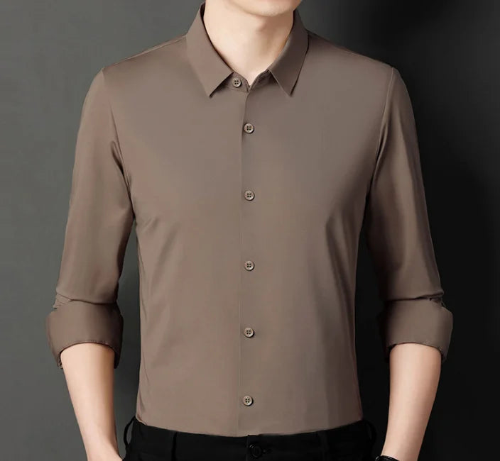 Men's Wrinkle-Resistant Cotton Dress Shirt - Long Sleeve