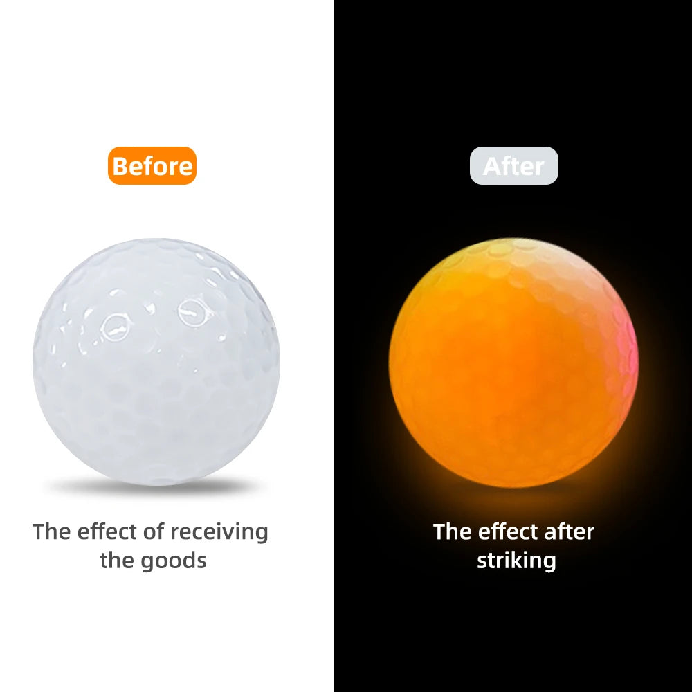 High Quality Custom Logo Golf Ball Glowing Practice Ball 2/3/4 Layers Mixed Color Light up Flashing Glowing Led Golf Balls