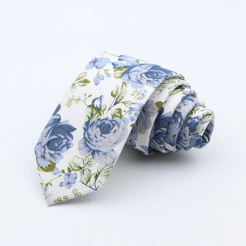 New Fashion Floral Tie for Men Narrow Casual Men's Ties Wedding Party Skinny Flower Printed Neckties Male Suits Neck Ties Cravat