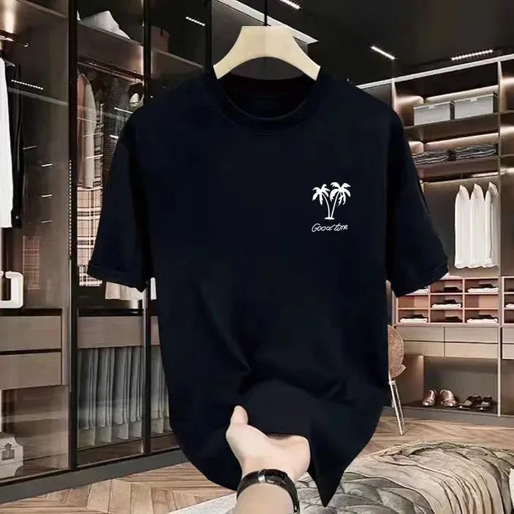 Men's T-shirt Summer Sports New Fashion Loose Cotton Tops Short Sleeve Print Casual O-neck Simple Design Men T-shirt