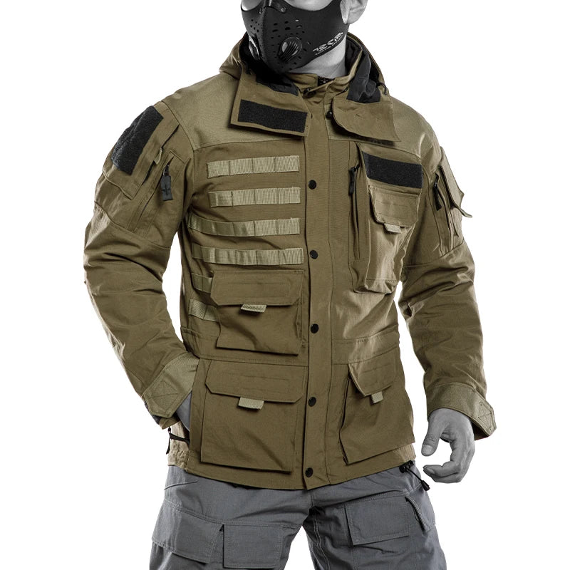 Men's Green Stand Collar Tactical Jacket 100% Nylon Winter Outerwear | Julian's Menswear