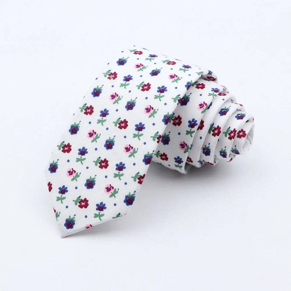 New Fashion Floral Tie for Men Narrow Casual Men's Ties Wedding Party Skinny Flower Printed Neckties Male Suits Neck Ties Cravat