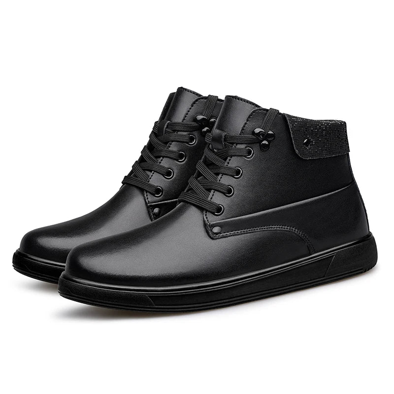 Men's Fleece-Lined Leather Chukka Boots - Derby Business Ankle Boots